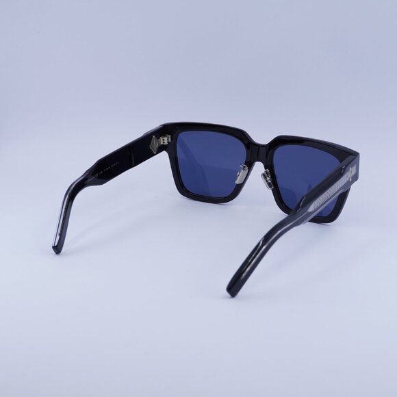 Dior CD DIAMOND S3F 10B0 Sunglasses Shiny Black Square Frame, Blue Lenses - Picture 9 of 10